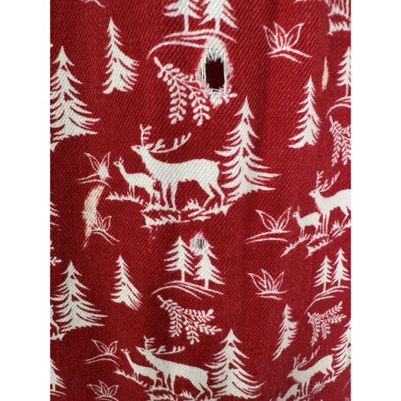 Vintage LL Bean Womens Large Red Nightgown Reindeer Christmas Grandma Cozy Flaw - Picture 4 of 9